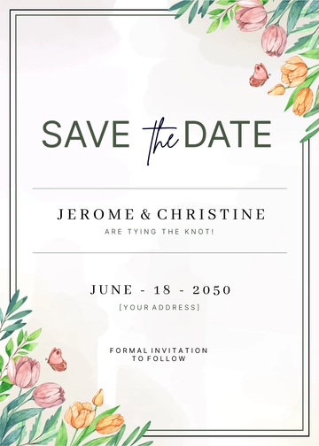 Free Spring Tulip Save the Date Template to Edit Online
