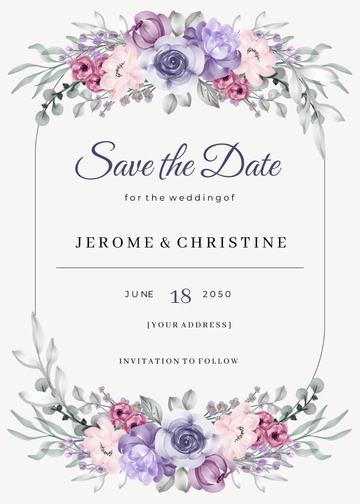 Free Mauve Save the Date Template to Edit Online