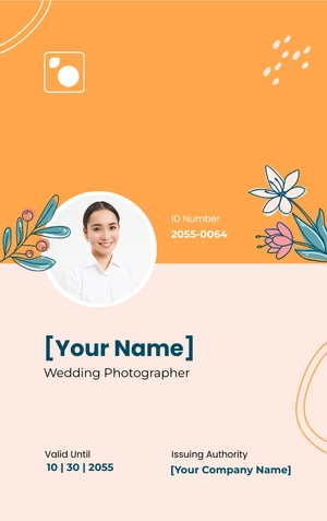 Free Wedding Photographer ID Card Template to Edit Online