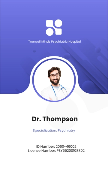 Free Psychiatrist ID Card Template to Edit Online