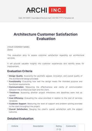 Free Architecture Customer Satisfaction Evaluation Template to Edit Online