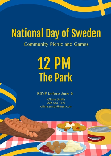Free National Day of Sweden Invitation Card Template to Edit Online