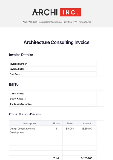 Free Architecture Consulting Invoice Template to Edit Online