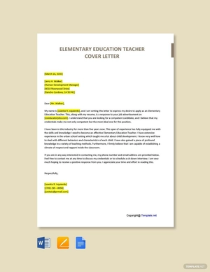 Elementary Education Teacher Cover Letter