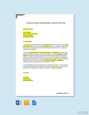 Education Manager Cover Letter
