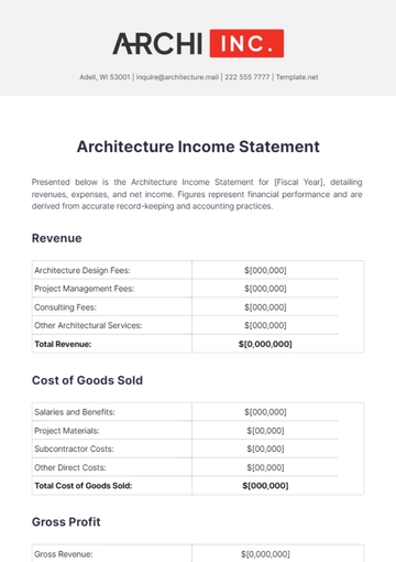 Free Architecture Income Statement Template to Edit Online