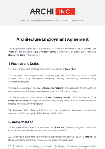 Free Architecture Employment Agreement Template to Edit Online