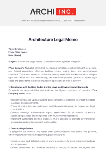 Free Architecture Legal Memo Template to Edit Online
