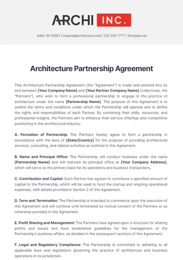 Free Architecture Partnership Agreement Template to Edit Online
