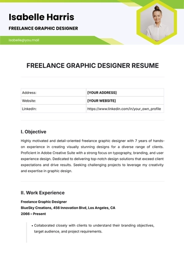Free Freelance Graphic Designer Resume Template to Edit Online