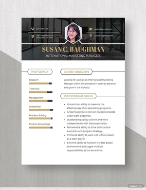 International Marketing Manager Resume