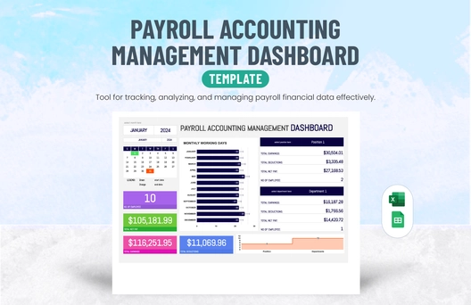 Payroll Accounting Management Dashboard Template