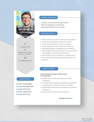 Music Business Manager Resume