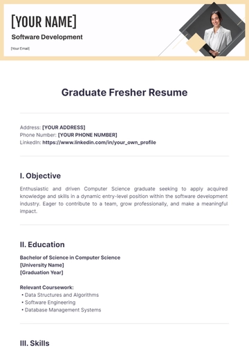 Free Graduate Fresher Resume to Edit Online