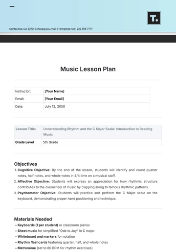 Free Music Lesson Plan Template to Edit Online Free Music Lesson Plan Template to Edit Online