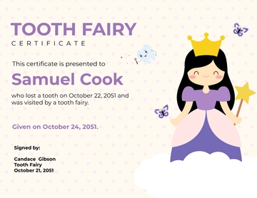 Free Tooth Fairy Certificate to Edit Online