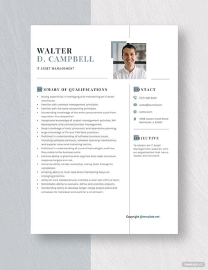 IT Asset Management Resume