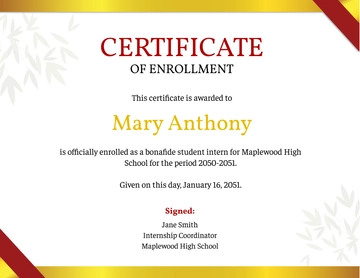 Free Certificate Of Enrollment Template to Edit Online
