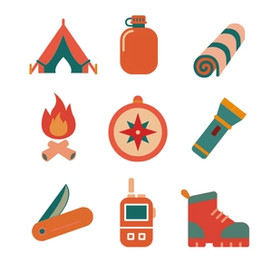 Free Flat Style Camping Clipart to Edit Online