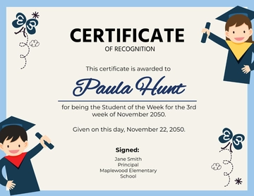 Free Student Of The Week Certificate Template to Edit Online