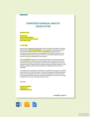 Chartered Financial Analyst Cover Letter