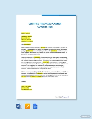 Certified Financial Planner Cover Letter