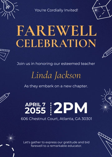 Free Farewell Invitation Template for Teachers to Edit Online