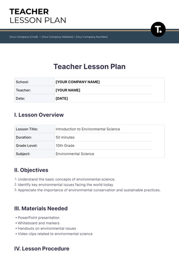 Free Teacher Lesson Plan Template to Edit Online