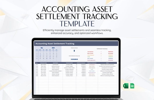 Accounting Asset Settlement Tracking Template