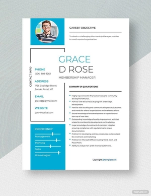 Membership Manager Resume