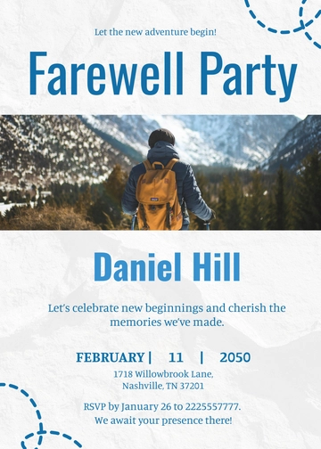 Free Let the Adventure Begin Farewell Party Invitation Template to Edit Online
