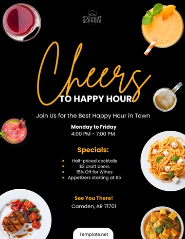 Free Restaurant Happy Hour Flyer Template to Edit Online