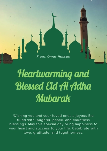 Free Eid Al Adha Mubarak Wishes Template to Edit Online