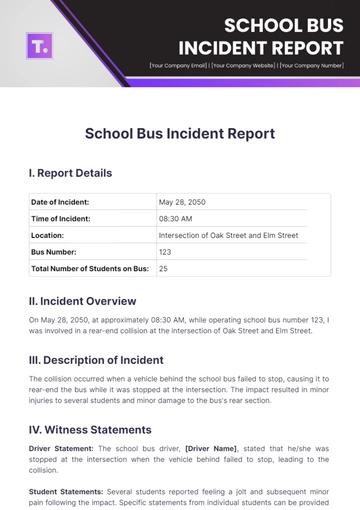 Free School Bus Incident Report Template to Edit Online
