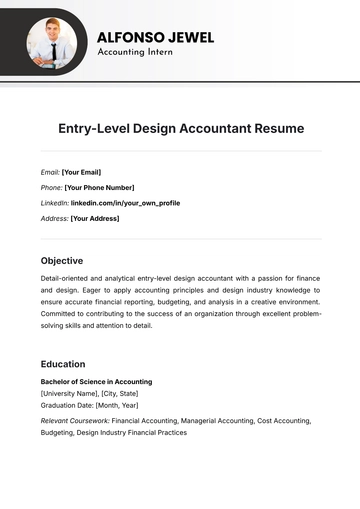 Free Entry-Level Design Accountant Resume Template to Edit Online