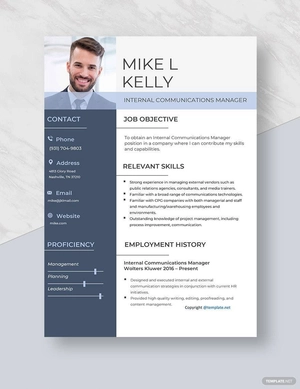 Internal Communications Manager Resume