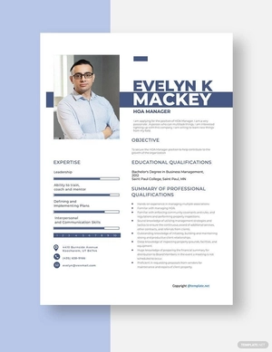 HOA Manager Resume