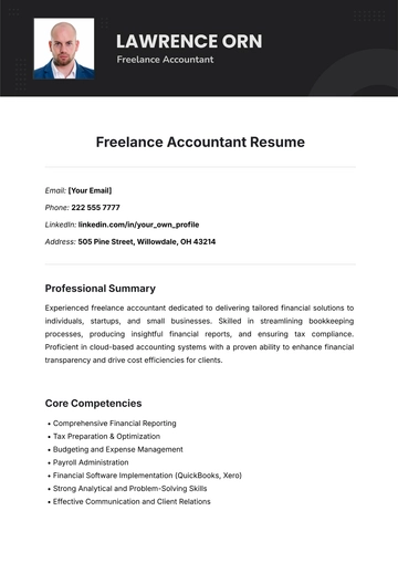 Free Freelance Accountant Resume Template to Edit Online
