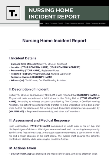 Free Nursing Home Incident Report Template to Edit Online
