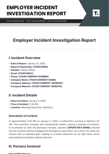 Free Employer Incident Investigation Report Template to Edit Online