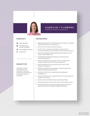 Financial Services Associate Resume