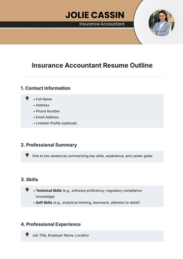 Free Insurance Accountant Resume Outline Template to Edit Online