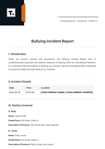 Free Bullying Incident Report Template to Edit Online