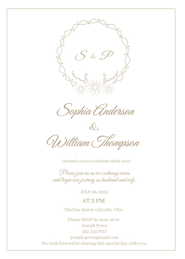 Free Gilded Monogram Wedding Invitation Template to Edit Online