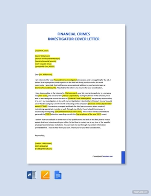 Financial Crimes Investigator Cover Letter