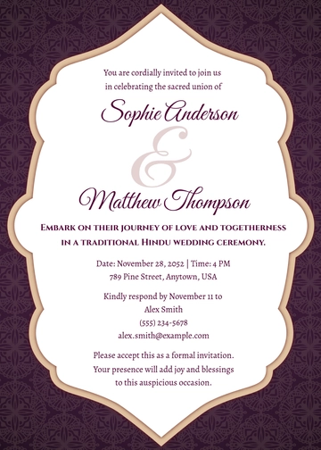 Free Hindu Wedding Invitation Template to Edit Online