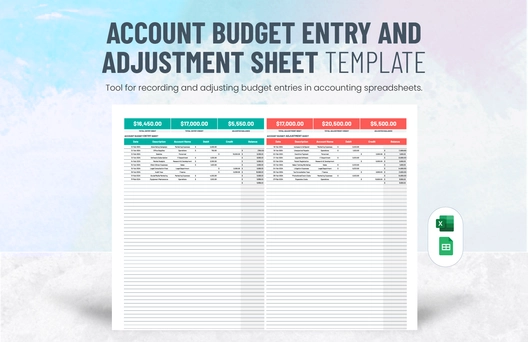 Account Budget Entry and Adjustment Sheet Template