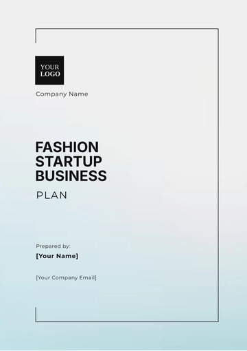 Free Fashion Startup Business Plan Template to Edit Online