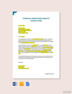 Financial Operations Analyst Cover Letter