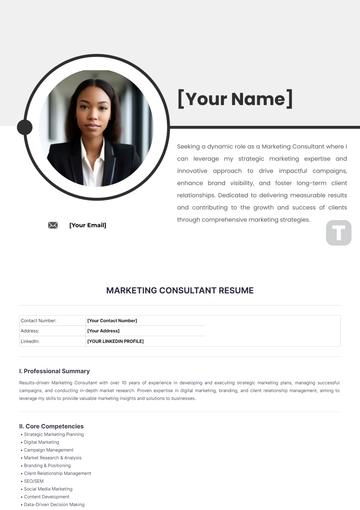 Free Marketing Consultant Resume to Edit Online
